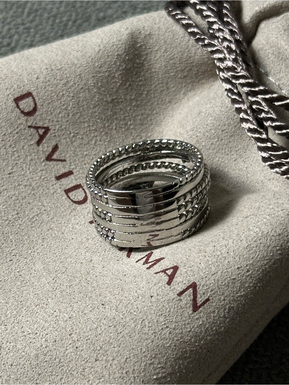 David Yurman Sterling Silver and 14K Gold Double X Crossover Ring Size 7 US - Picture 2 of 5